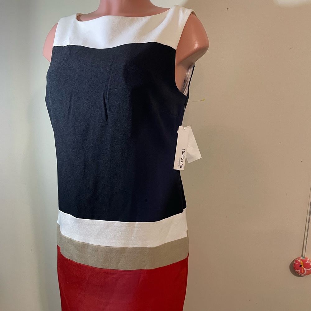 Studio One‎ New York women's SZ 10 Sleeveless Color Block Striped  Dress NWT